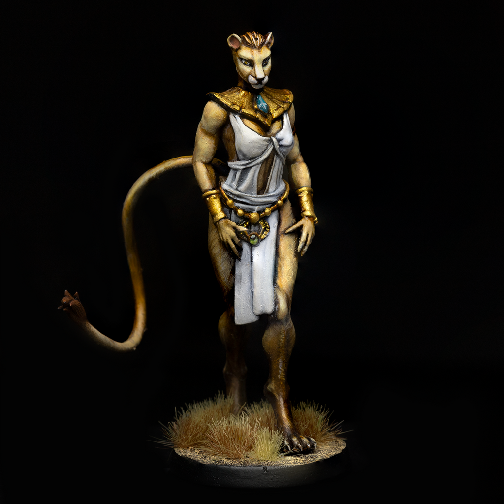 Tabaxi, Hands On Hips | Egyptian Cat Miniature - Gilded Lion Miniatures