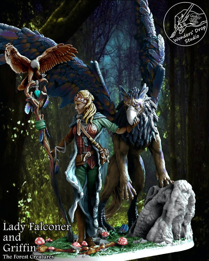 The Lady Falconer and Griffin - Gilded Lion Miniatures