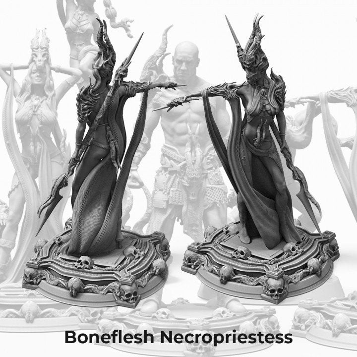 Boneflesh Necropriestess Figurine - 75mm or 32mm Figurine - Gilded Lion Miniatures